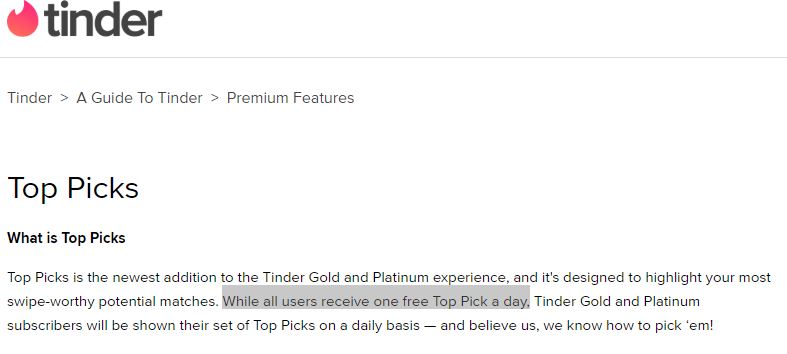 The Tinder Platinum has several advantages that help you in fully utilizing your Top Picks.
