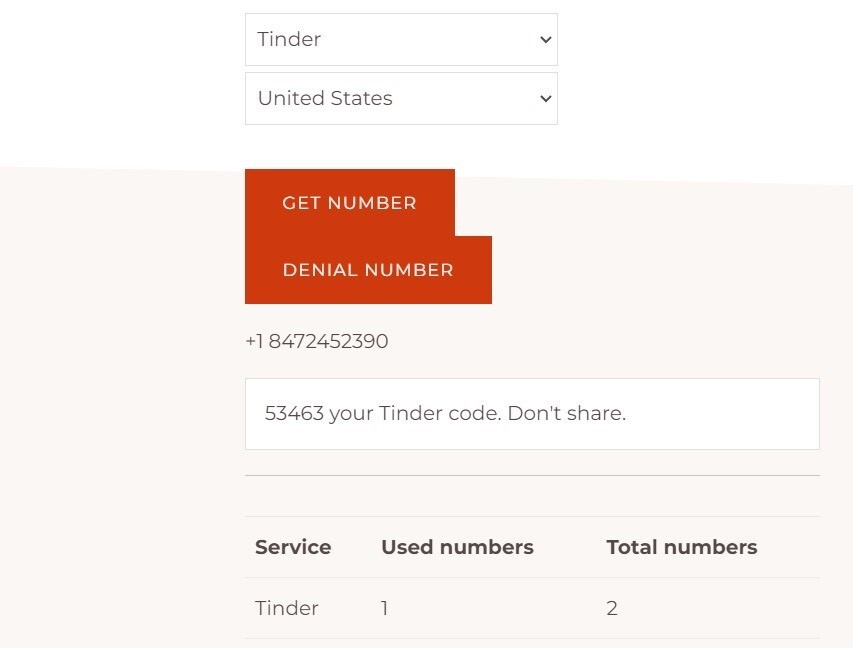 Create a new account with a phone number from Tinderophone