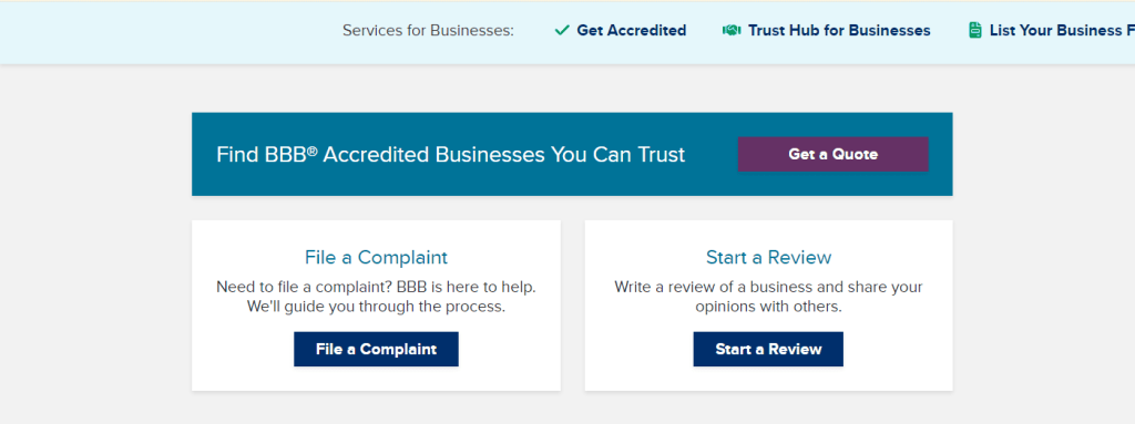 Go to BBB.org and scroll down to ‘File a Complaint’